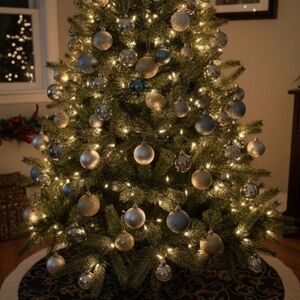 Christmas Ornaments Blue Silver And Gold 30mm (Vase Sold Separately) (New)